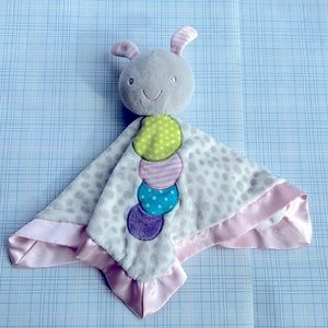 Cute Gray Pink Caterpillar Lovey Security Blanket